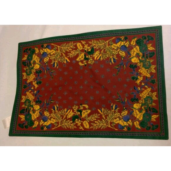 Williams Sonoma Placemats Set of 4 French Country Provence Botanical Maroon Gold - Picture 9 of 12